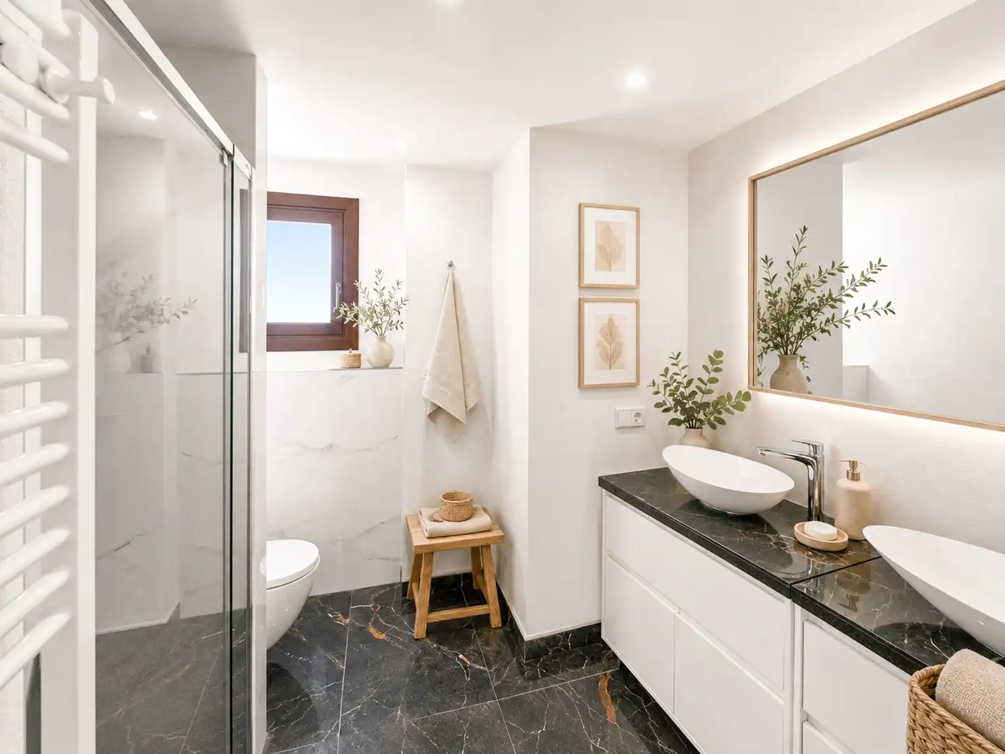 Badezimmer von Wohnungen zum Verkauf in Felanitx mit Klimaanlage, Heizung und Terrasse