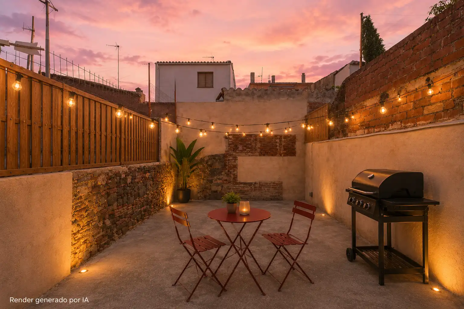 Terrasse von Einfamilien-Reihenhaus zum Verkauf in Cassà de la Selva mit Klimaanlage, Heizung und Privatgarten
