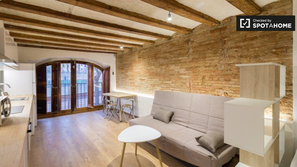 Sala d'estar de Pis de lloguer en  Barcelona Capital amb Aire condicionat, Calefacció i Moblat