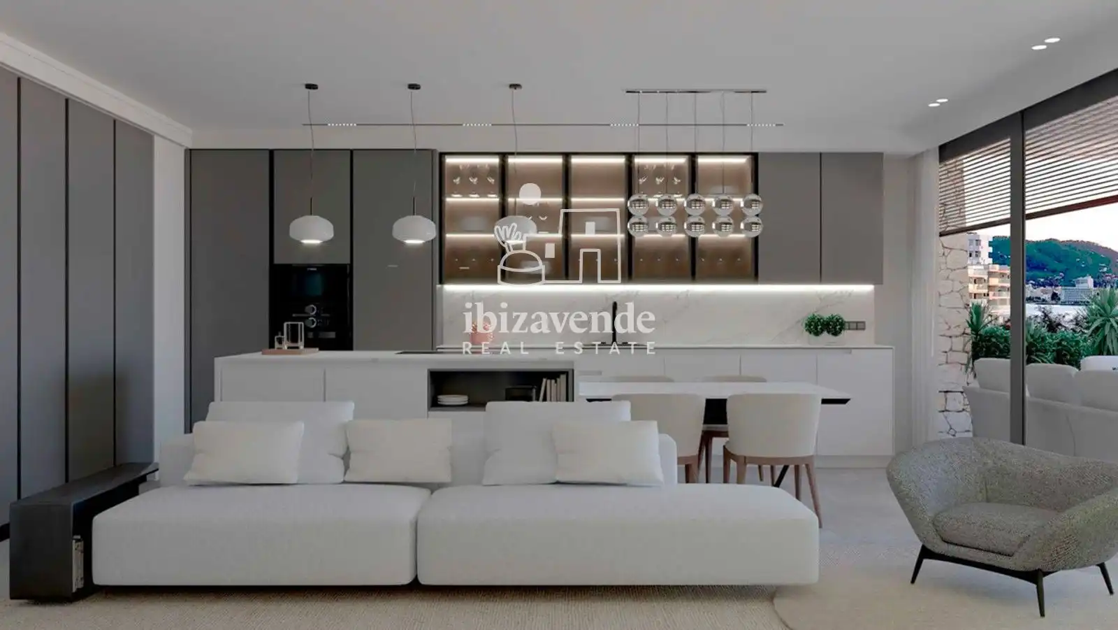 Living room of Flat for sale in Sant Antoni de Portmany  with Heating, Terrace and Swimming Pool