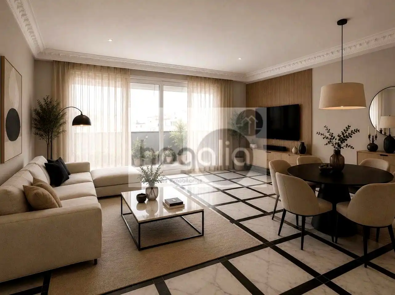 Wohnzimmer von Wohnung zur Miete in Sevilla mit Klimaanlage und Terrasse