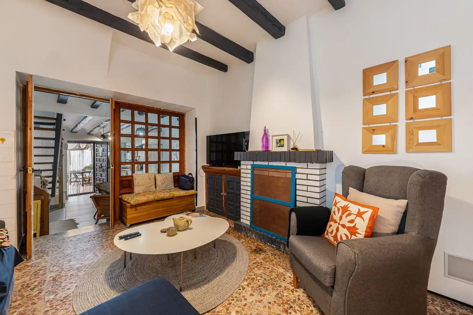 Wohnzimmer von Einfamilien-Reihenhaus zum Verkauf in Olmeda de las Fuentes mit Heizung und Terrasse