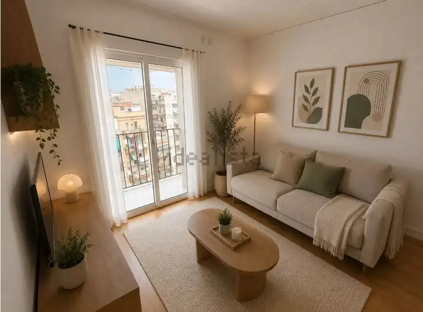 Sala d'estar de Pis en venda en Barcelona amb Aire condicionat, Moblat i Balcó