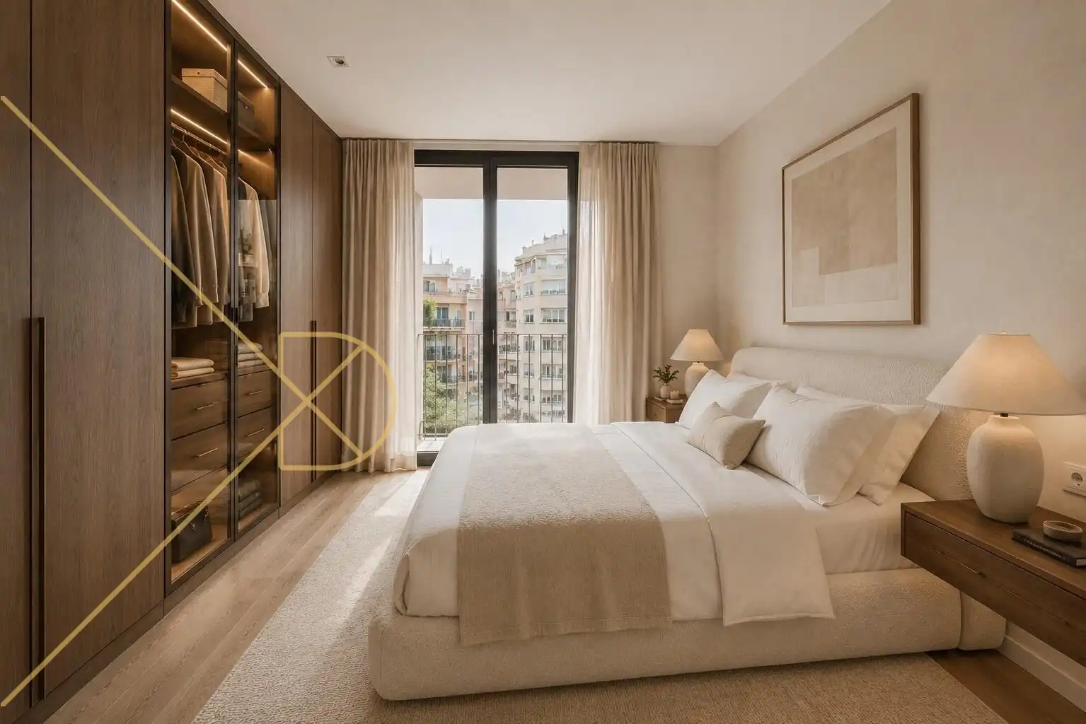 Schlafzimmer von Dachboden zum Verkauf in Barcelona mit Klimaanlage, Heizung und Parkett