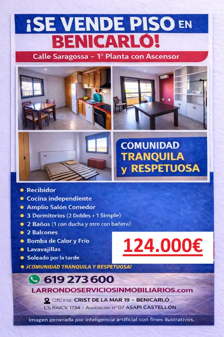 Piso en venta en Benicarló con Aire acondicionado, Horno y Lavadora