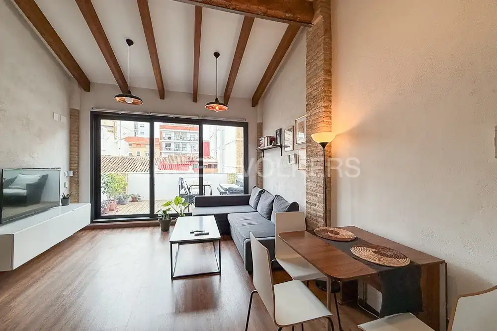 Wohnzimmer von Wohnung zur Miete in Valencia mit Klimaanlage, Heizung und Terrasse