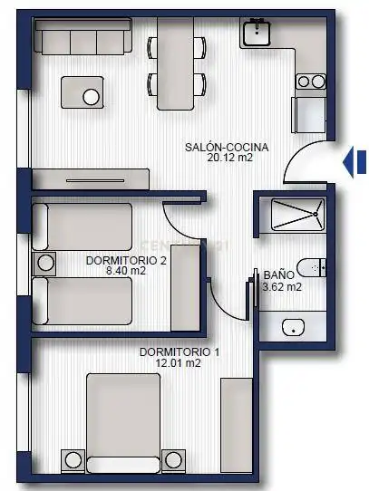 Schlafzimmer von Wohnungen zur Miete in Fuengirola mit Klimaanlage, Ofen und Waschmaschine