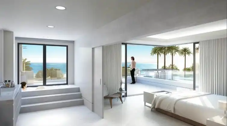 Habitación de Apartamento de alquiler en Estepona con Aire acondicionado, Calefacción y Jardín privado