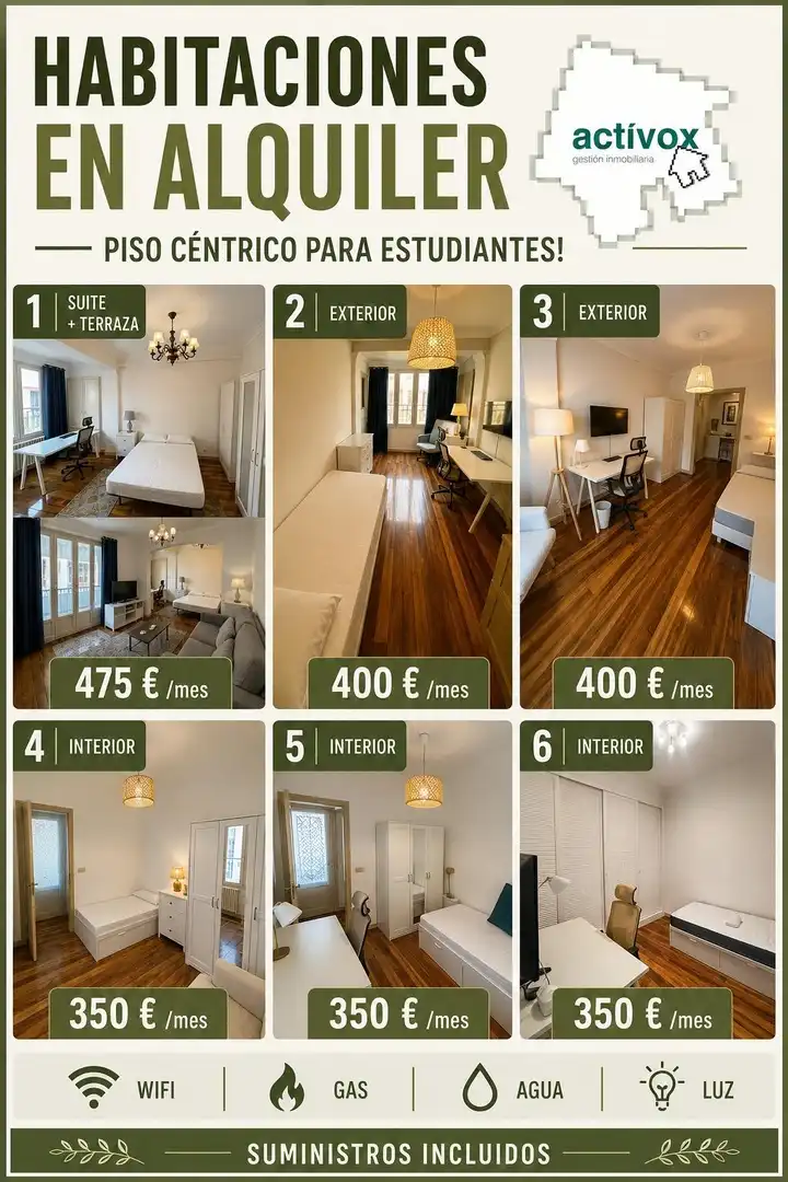 Dormitori de Pis de lloguer en Burgos amb Calefacció, Terrassa i Moblat