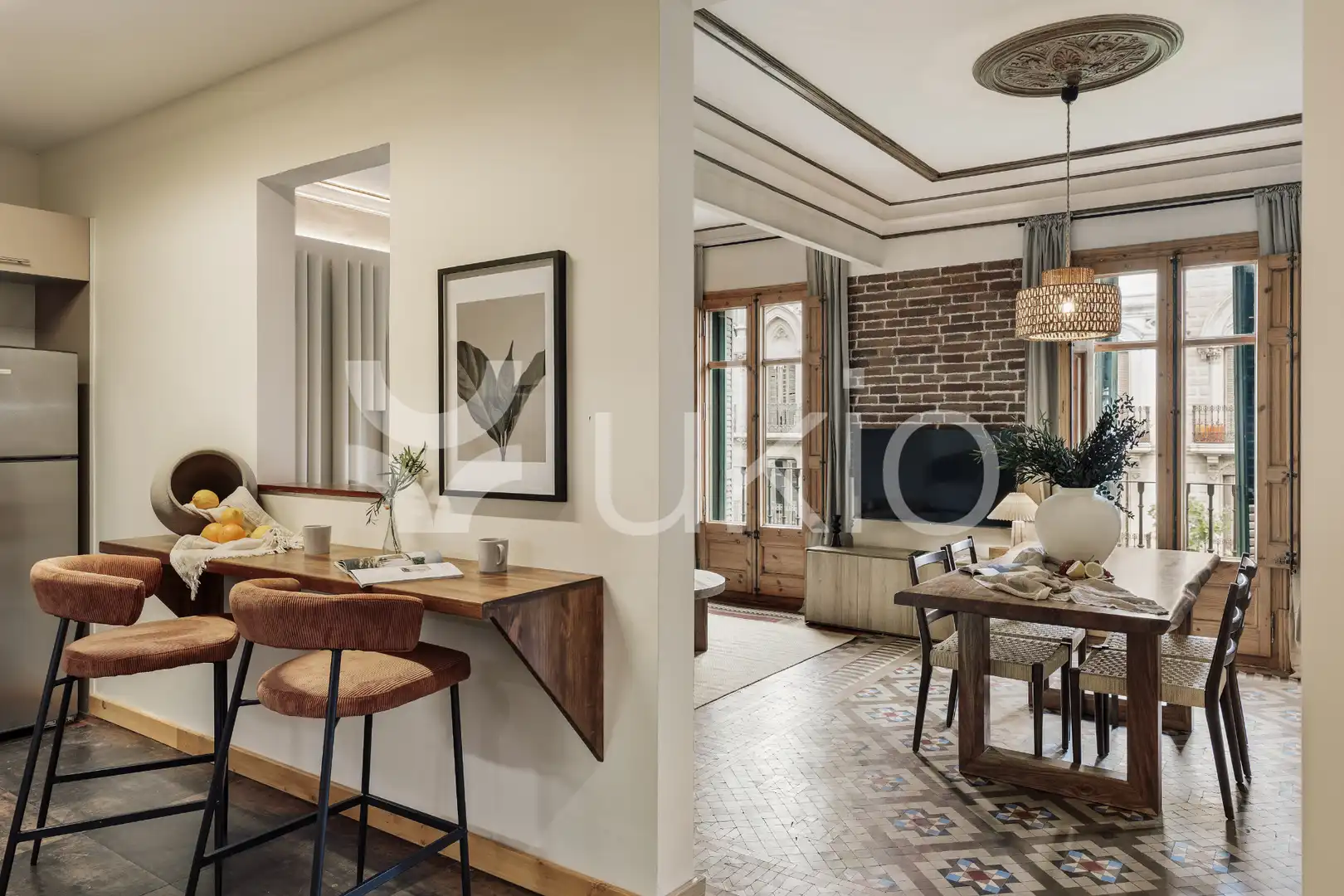 Sala de estar de Apartamento de alquiler en Barcelona con Aire acondicionado, Calefacción y Terraza