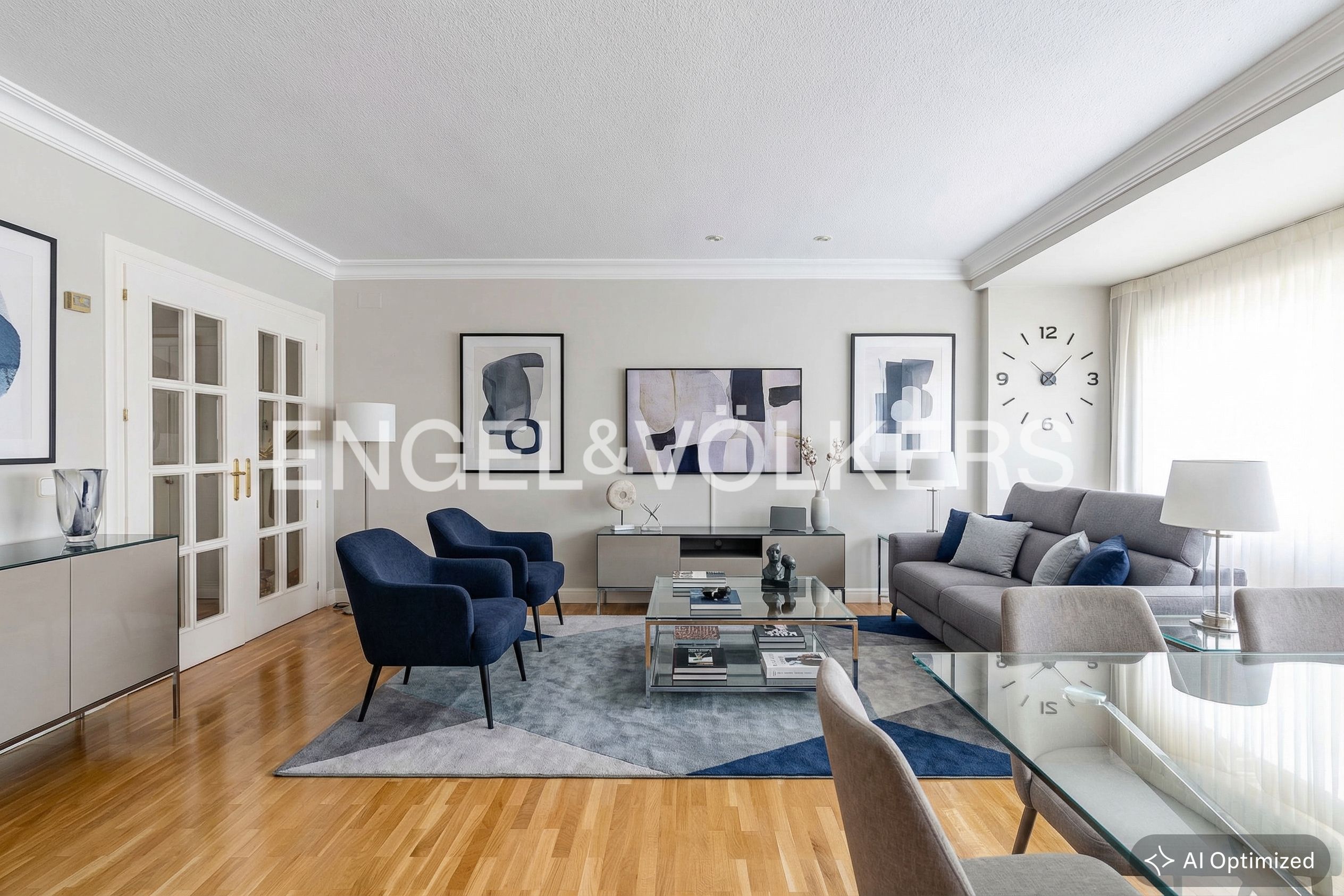 Living room of Flat for sale in  Madrid Capital  with Heating, Private garden and Parquet flooring