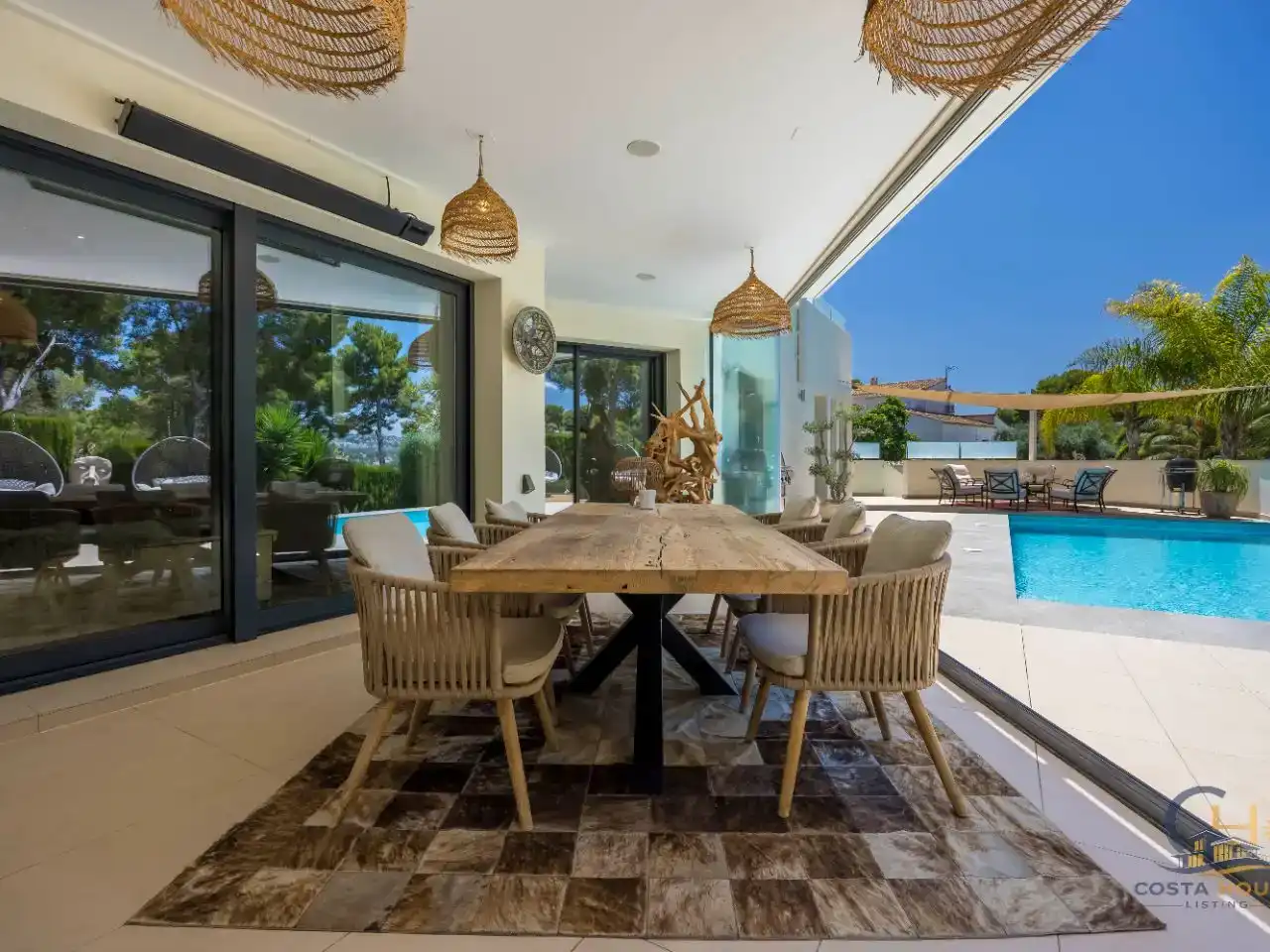 Esszimmer von Wohnung zum Verkauf in Moraira mit Klimaanlage, Schwimmbad und Balkon