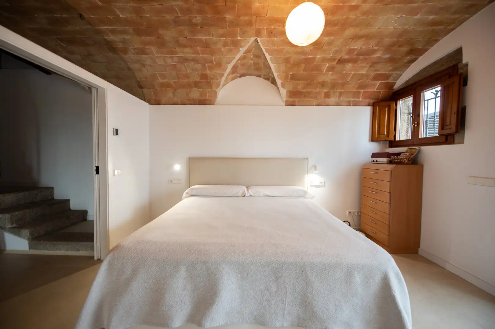 Schlafzimmer von Country house zur Miete in Santa Cristina d'Aro mit Klimaanlage, Heizung und Privatgarten