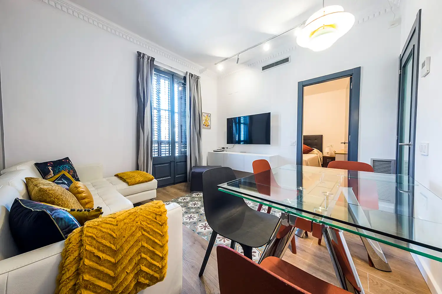 Sala de estar de Piso de alquiler en Barcelona con Aire acondicionado, Calefacción y Parquet