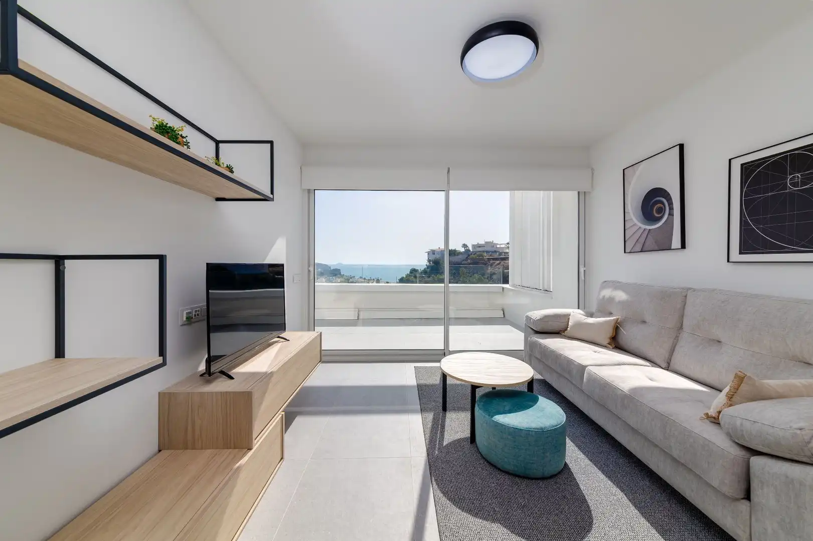 Wohnzimmer von Wohnungen zum Verkauf in Villajoyosa / La Vila Joiosa mit Klimaanlage, Heizung und Terrasse