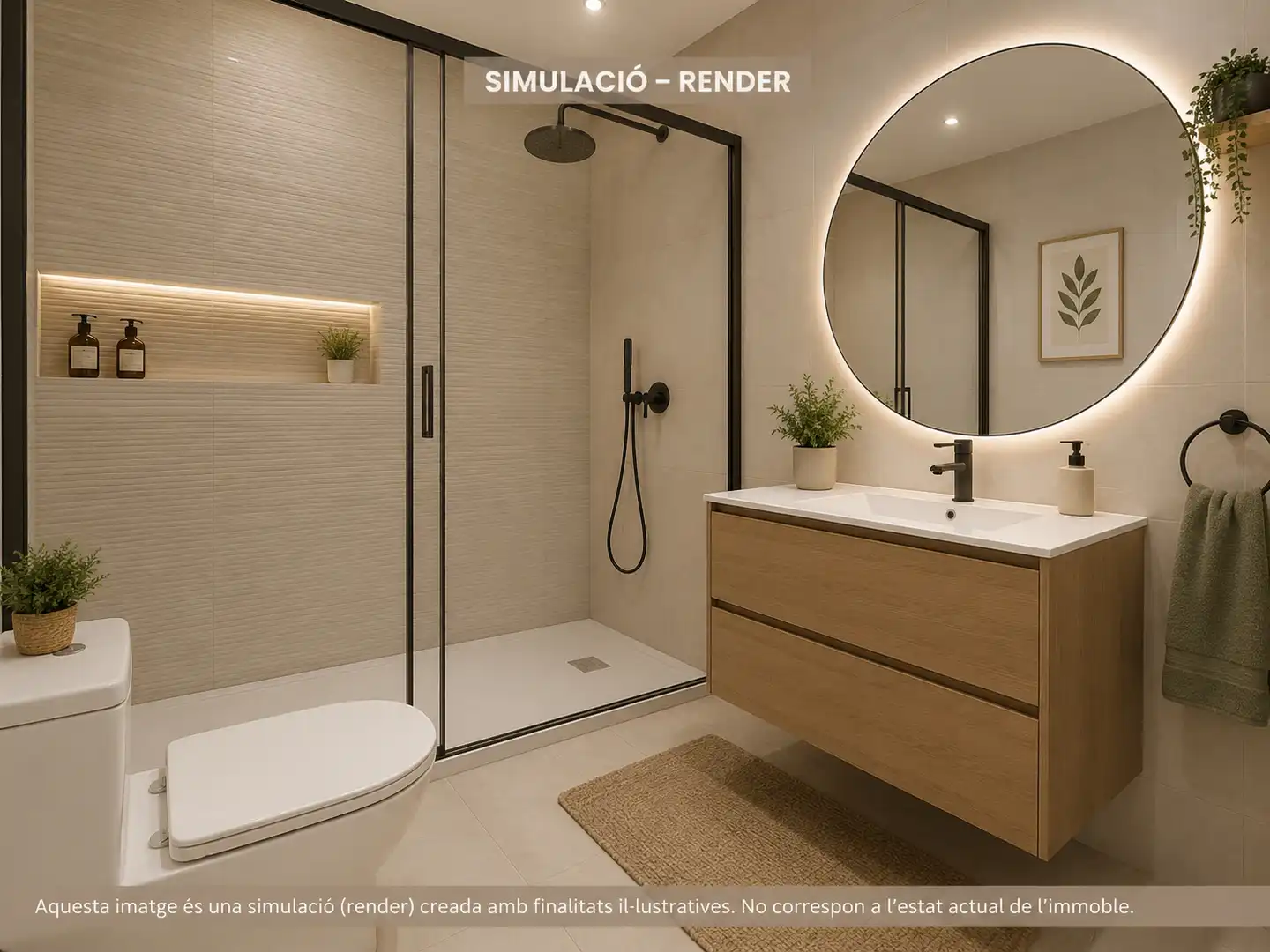 Badezimmer von Einfamilien-Reihenhaus zum Verkauf in Manlleu mit Heizung, Privatgarten und Terrasse