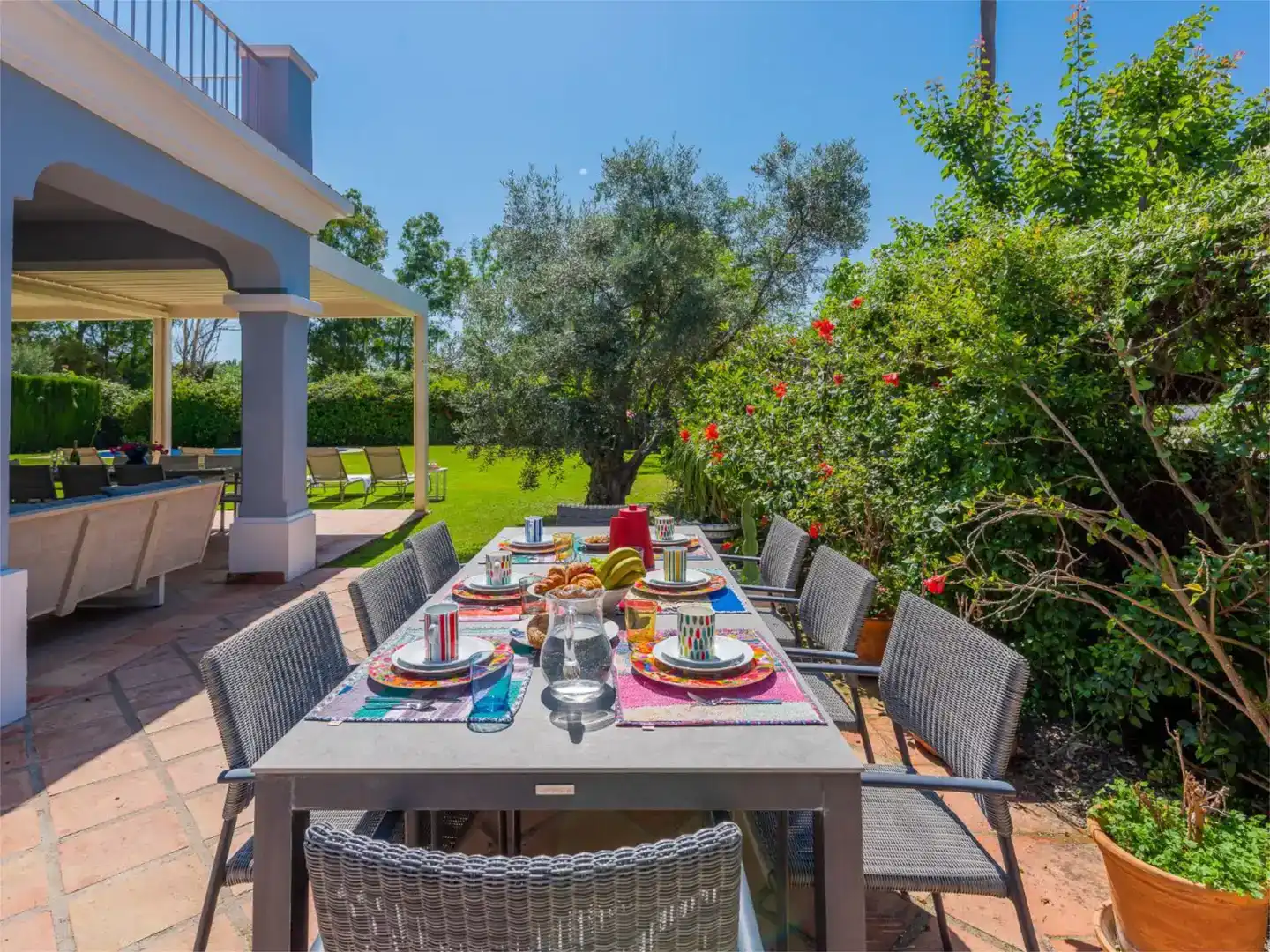 Terrasse von Wohnung zur Miete in Estepona mit Klimaanlage, Schwimmbad und Balkon