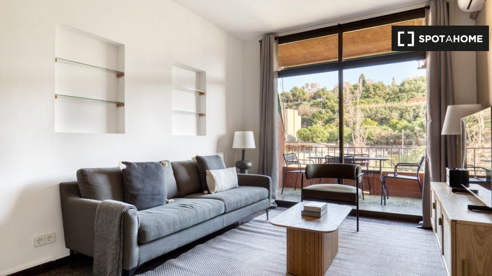 Sala d'estar de Pis de lloguer en  Barcelona Capital amb Aire condicionat, Calefacció i Moblat
