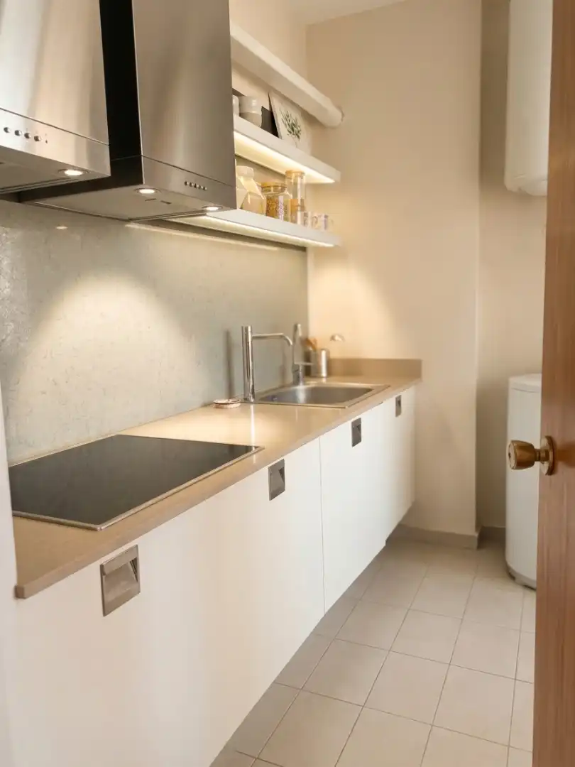 Küche von Dachboden zur Miete in Palafrugell mit Terrasse, Möbliert und Ofen