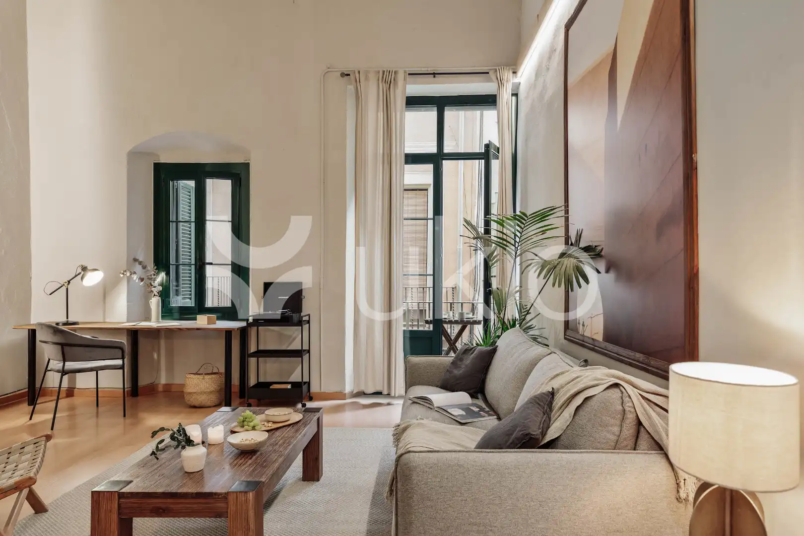 Sala de estar de Apartamento de alquiler en Barcelona con Aire acondicionado, Calefacción y Amueblado