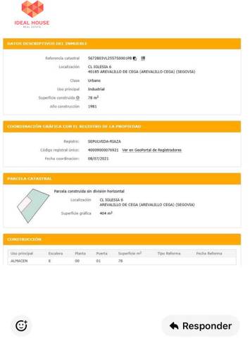 Terreno residencial en Venta en Calle Calle de la Iglesia, 6, 1 en Arevalillo de Cega