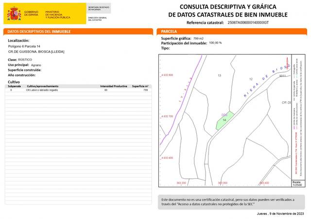 Terreno residencial en Venta en Biosca