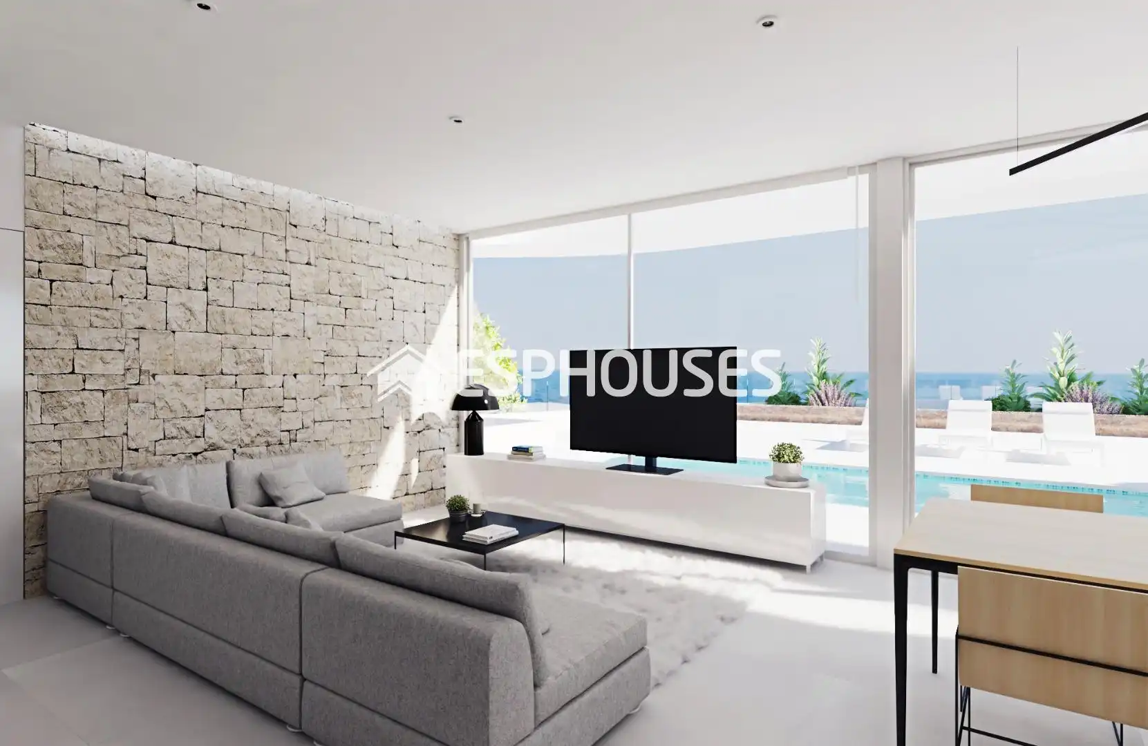 Sala d'estar de Casa o xalet en venda en Calpe / Calp amb Aire condicionat, Terrassa i Piscina