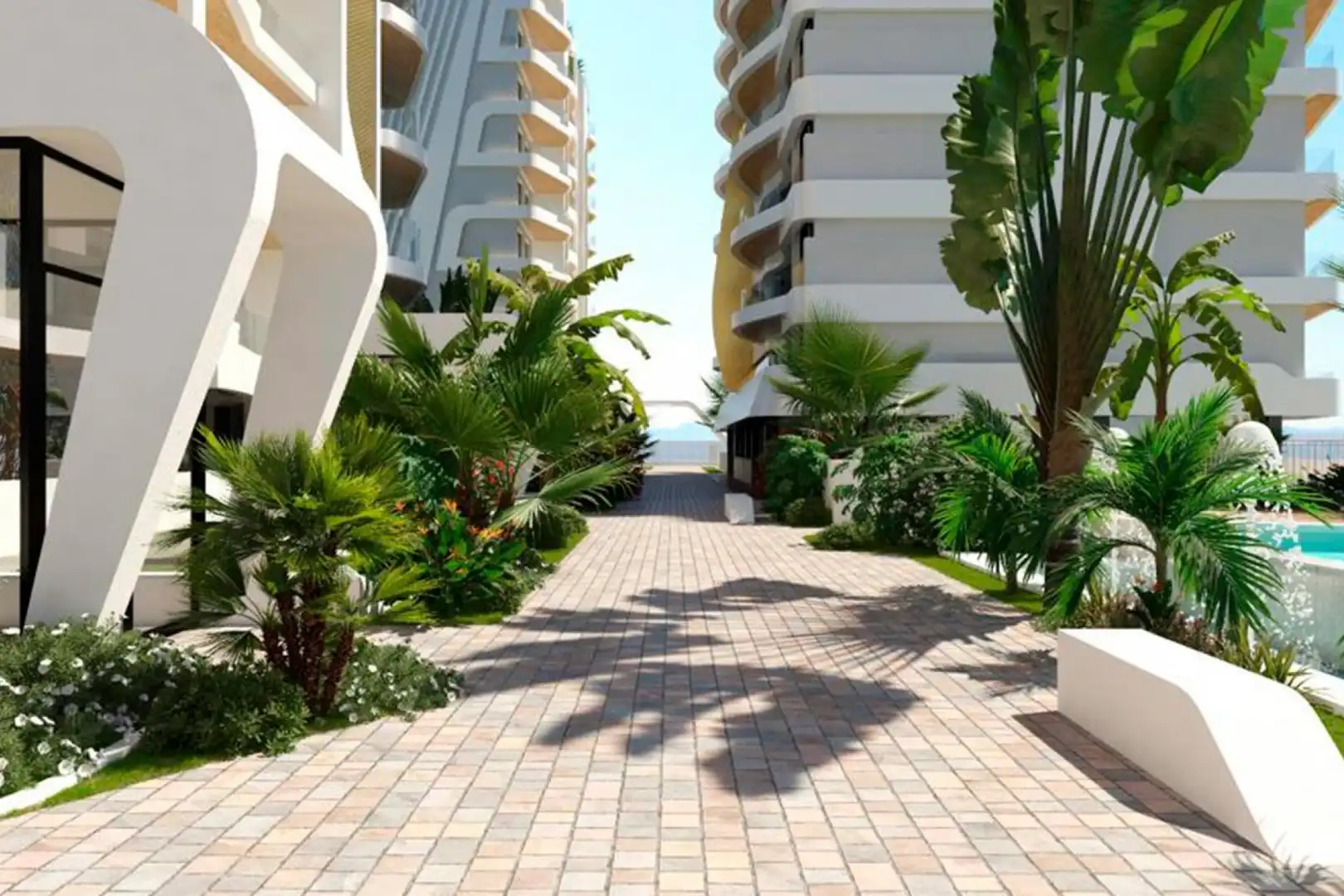 Außenansicht von Wohnung zum Verkauf in La Manga del Mar Menor mit Klimaanlage, Heizung und Privatgarten