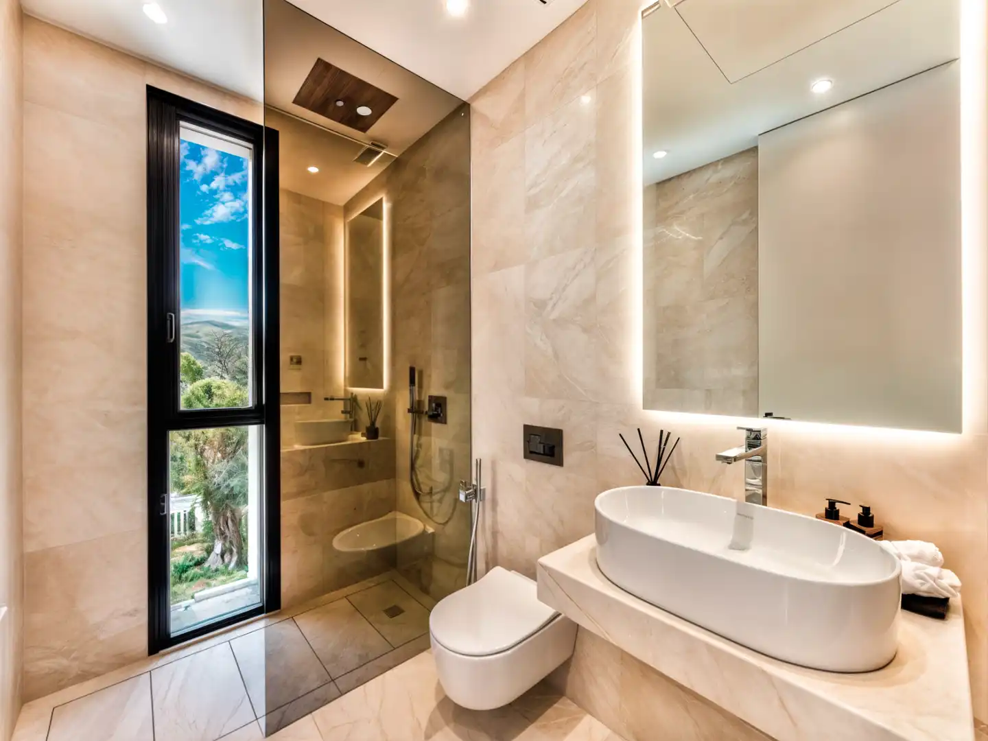 Badezimmer von Haus oder Chalet zum Verkauf in Marbella mit Klimaanlage, Heizung und Privatgarten