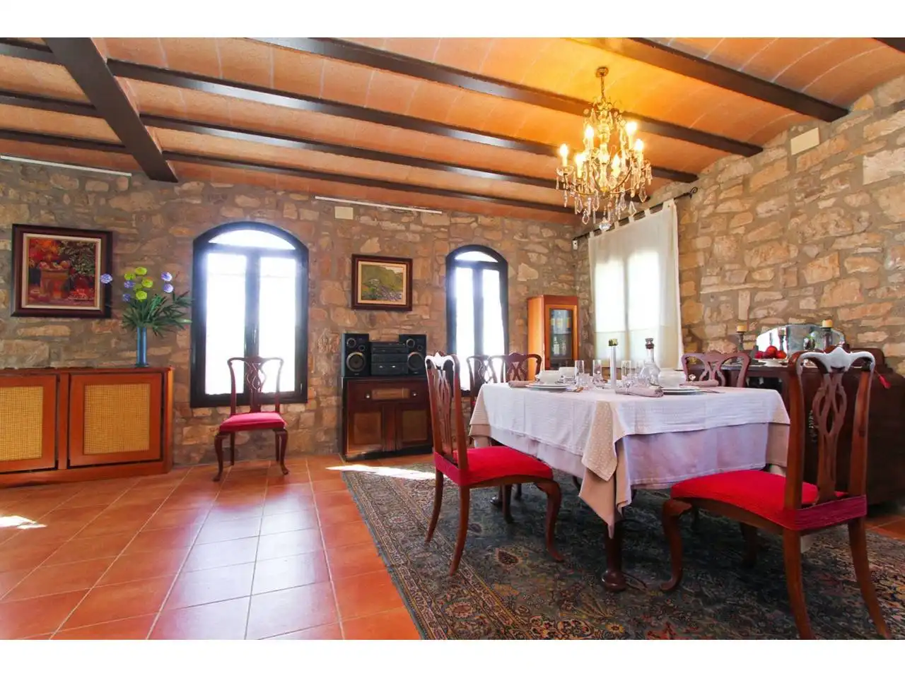 Comedor de Finca rústica en venta en Forès con Calefacción, Jardín privado y Terraza