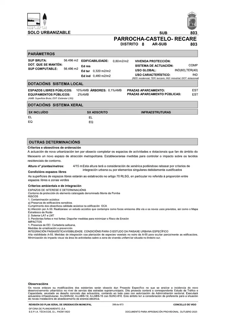 Aparcament de Terreny industrial en venda en Vigo 