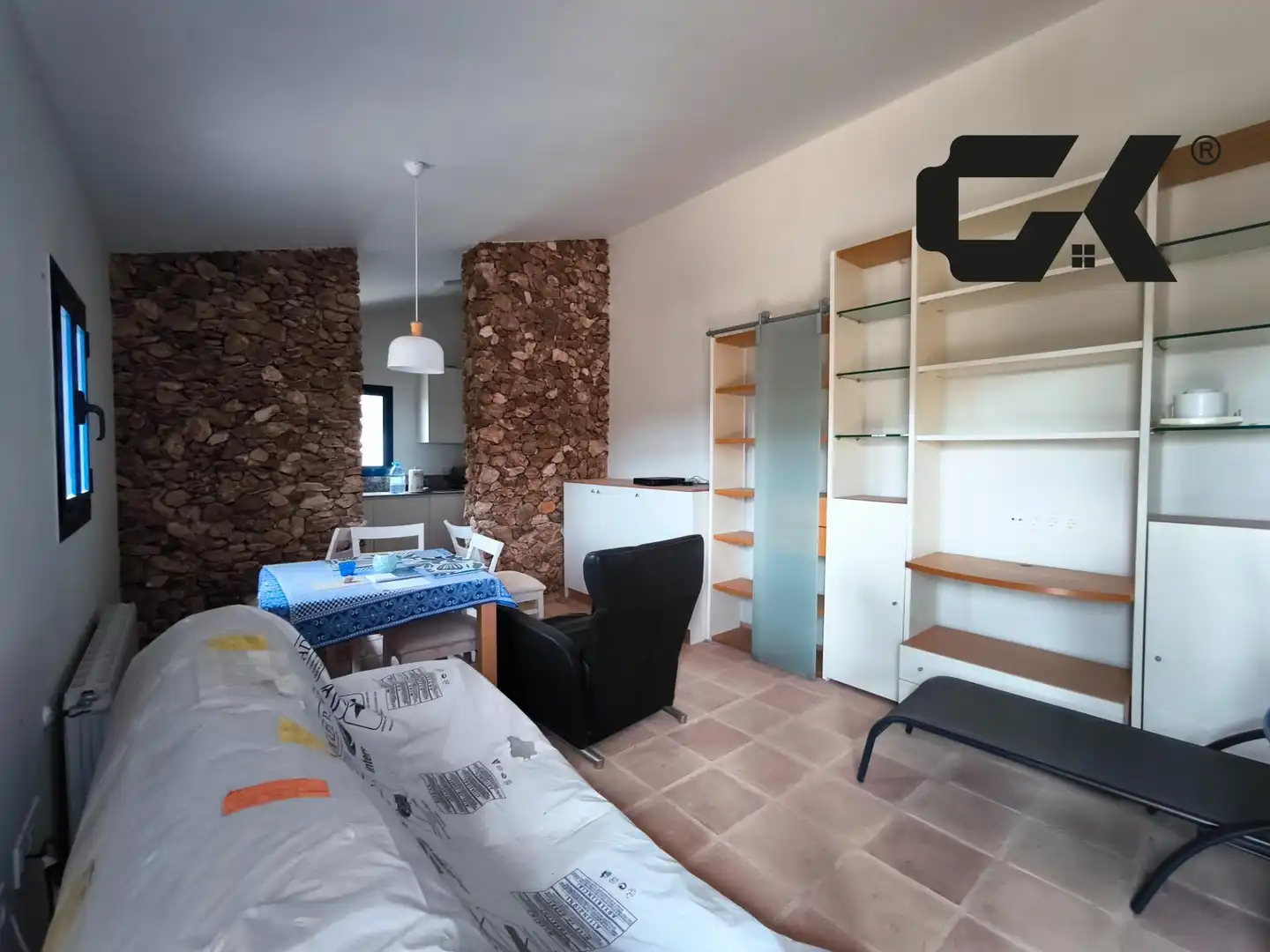 Sala d'estar de Finca rústica en venda en Mazarrón amb Terrassa, Piscina i Moblat