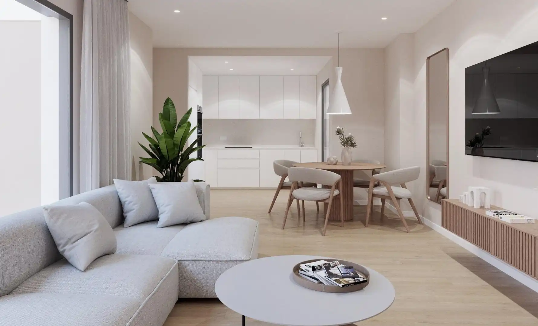 Living room of Flat for sale in Sant Joan d'Alacant  with Parquet flooring, Terrace and Community pool