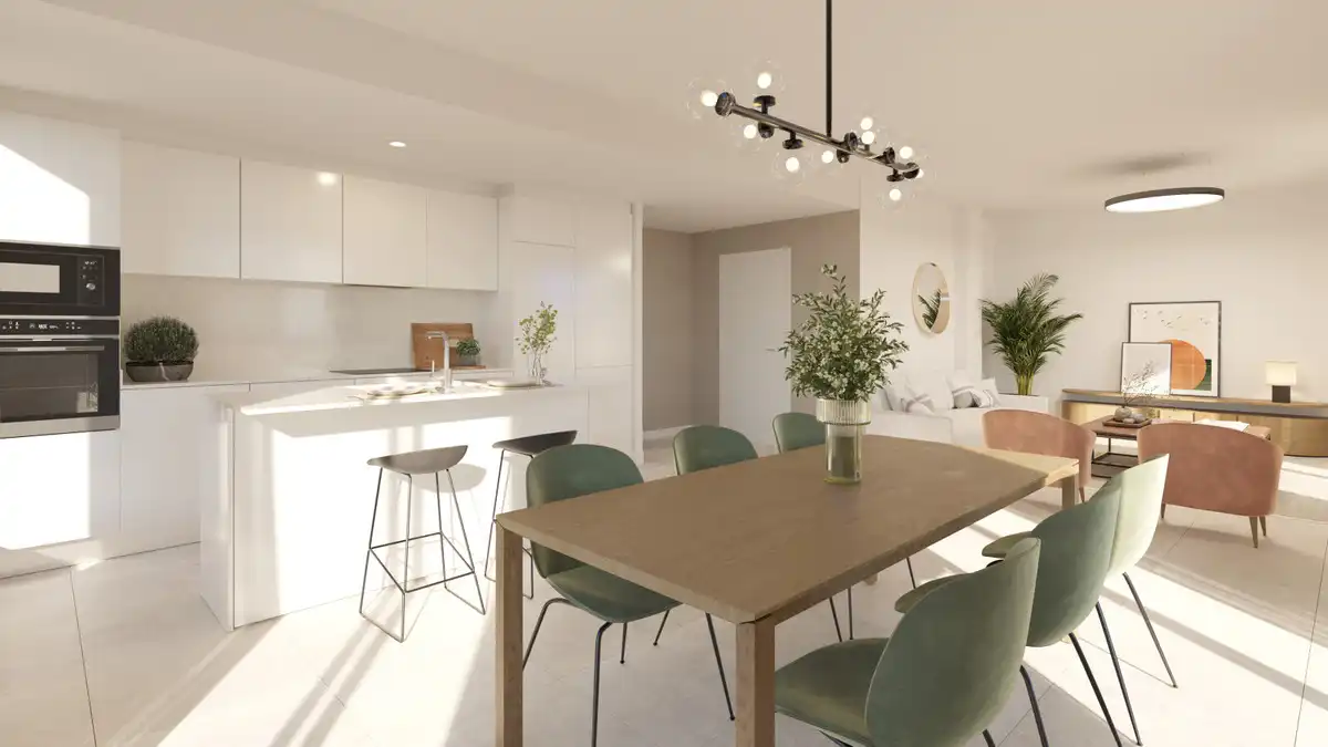 Menjador de Apartament en venda en Estepona amb Aire condicionat, Jardí privat i Terrassa