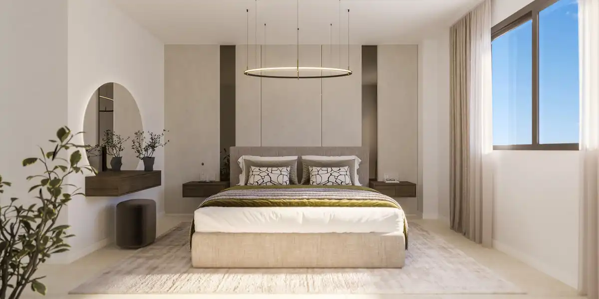 Schlafzimmer von Erdgeschoss zum Verkauf in Mijas mit Klimaanlage, Privatgarten und Terrasse