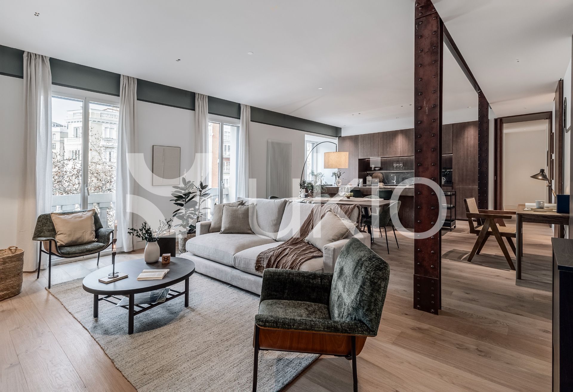 Living room of Apartment to rent in  Madrid Capital  with Air Conditioner, Heating and Furnished