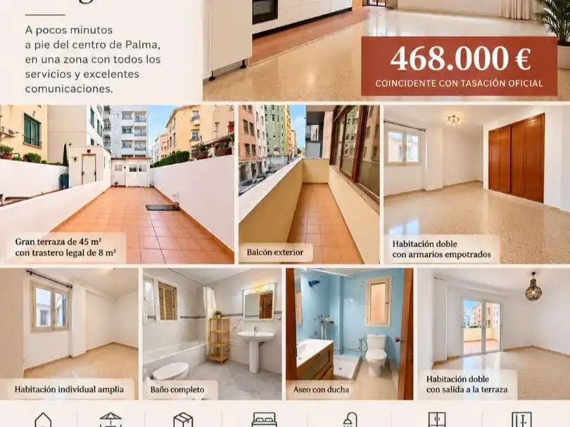 Vista exterior de Piso en venta en  Palma de Mallorca con Terraza y Balcón