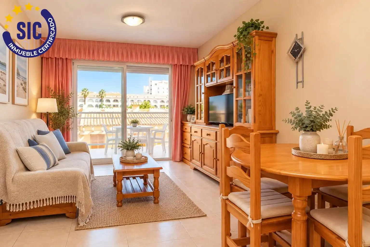 Sala d'estar de Apartament en venda en Peñíscola / Peníscola amb Terrassa, Moblat i Piscina comunitària