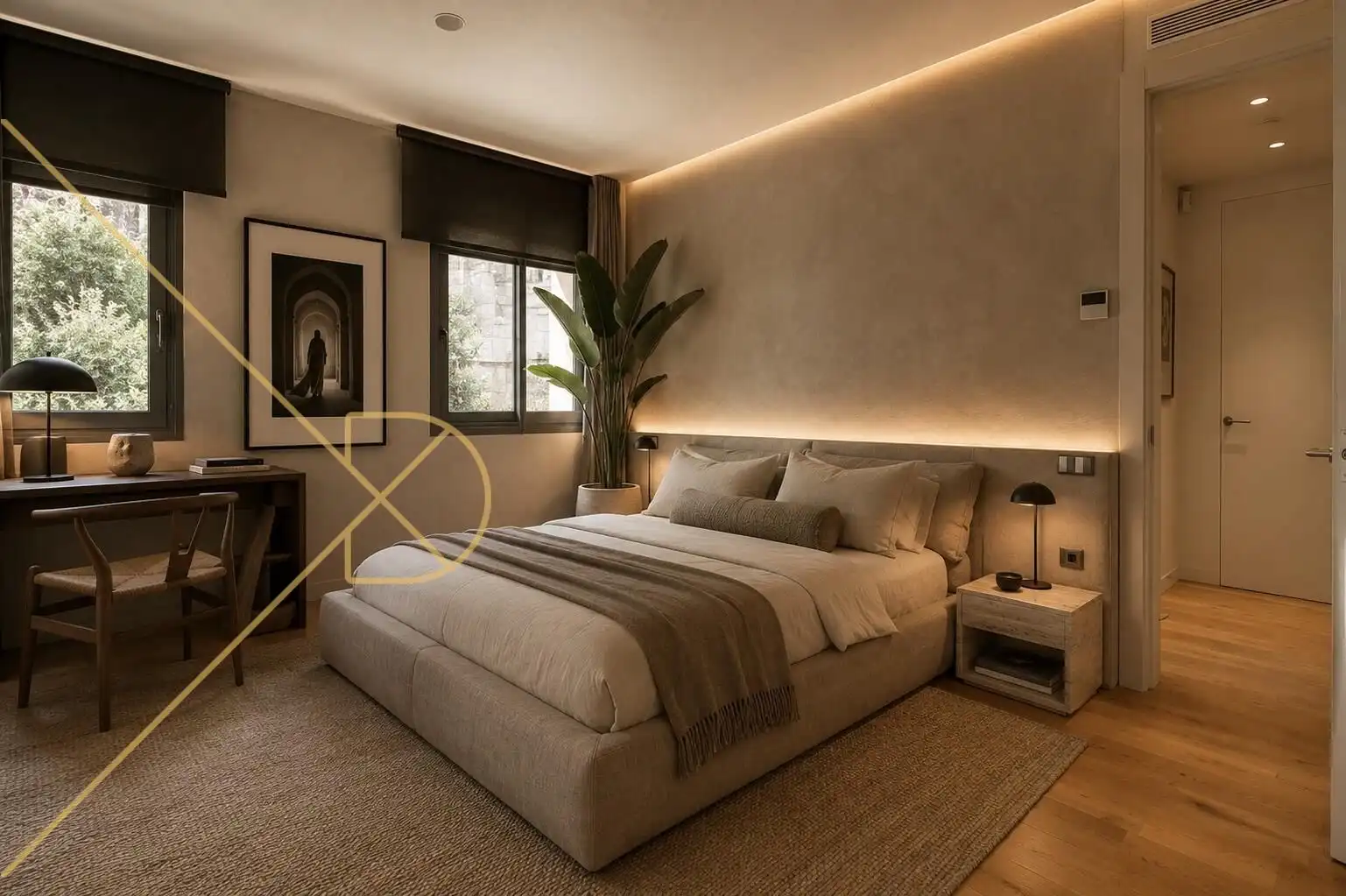 Schlafzimmer von Wohnung zum Verkauf in Barcelona mit Heizung, Privatgarten und Parkett