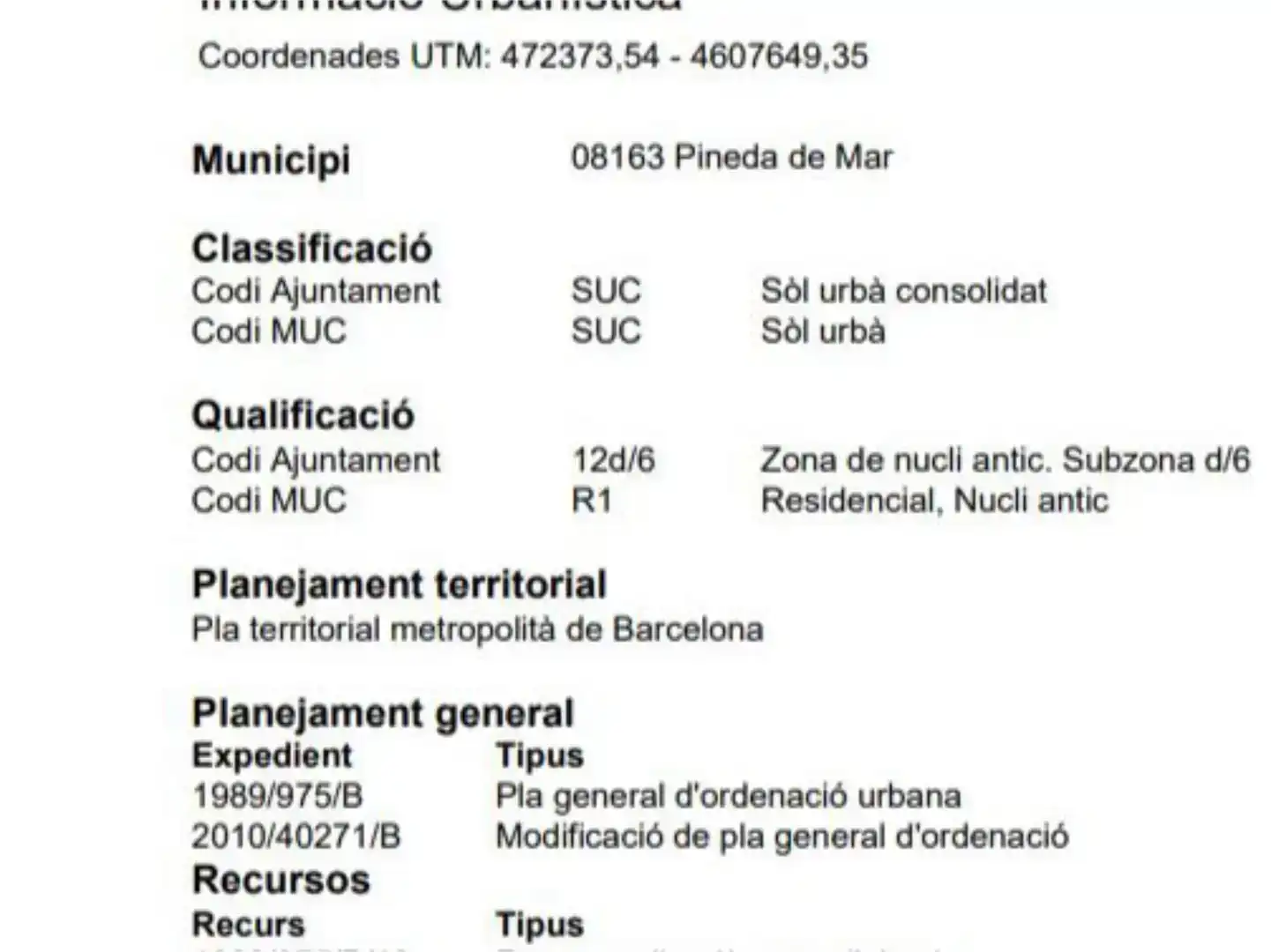 Terreno en venta en Pineda de Mar