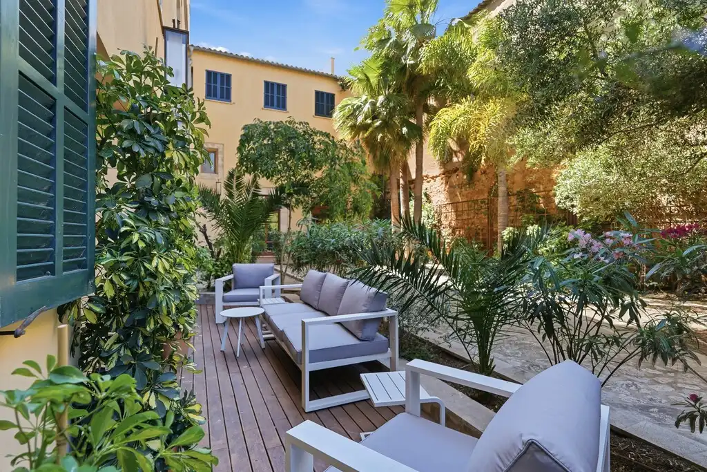 Terrasse von Erdgeschoss zum Verkauf in  Palma de Mallorca mit Klimaanlage, Heizung und Parkett