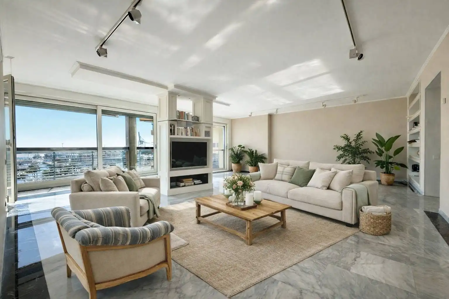 Wohnzimmer von Wohnungen zum Verkauf in Alicante / Alacant mit Klimaanlage, Heizung und Privatgarten