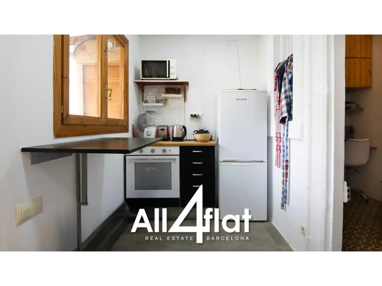 Küche von Wohnung zur Miete in L'Hospitalet de Llobregat mit Klimaanlage, Privatgarten und Möbliert