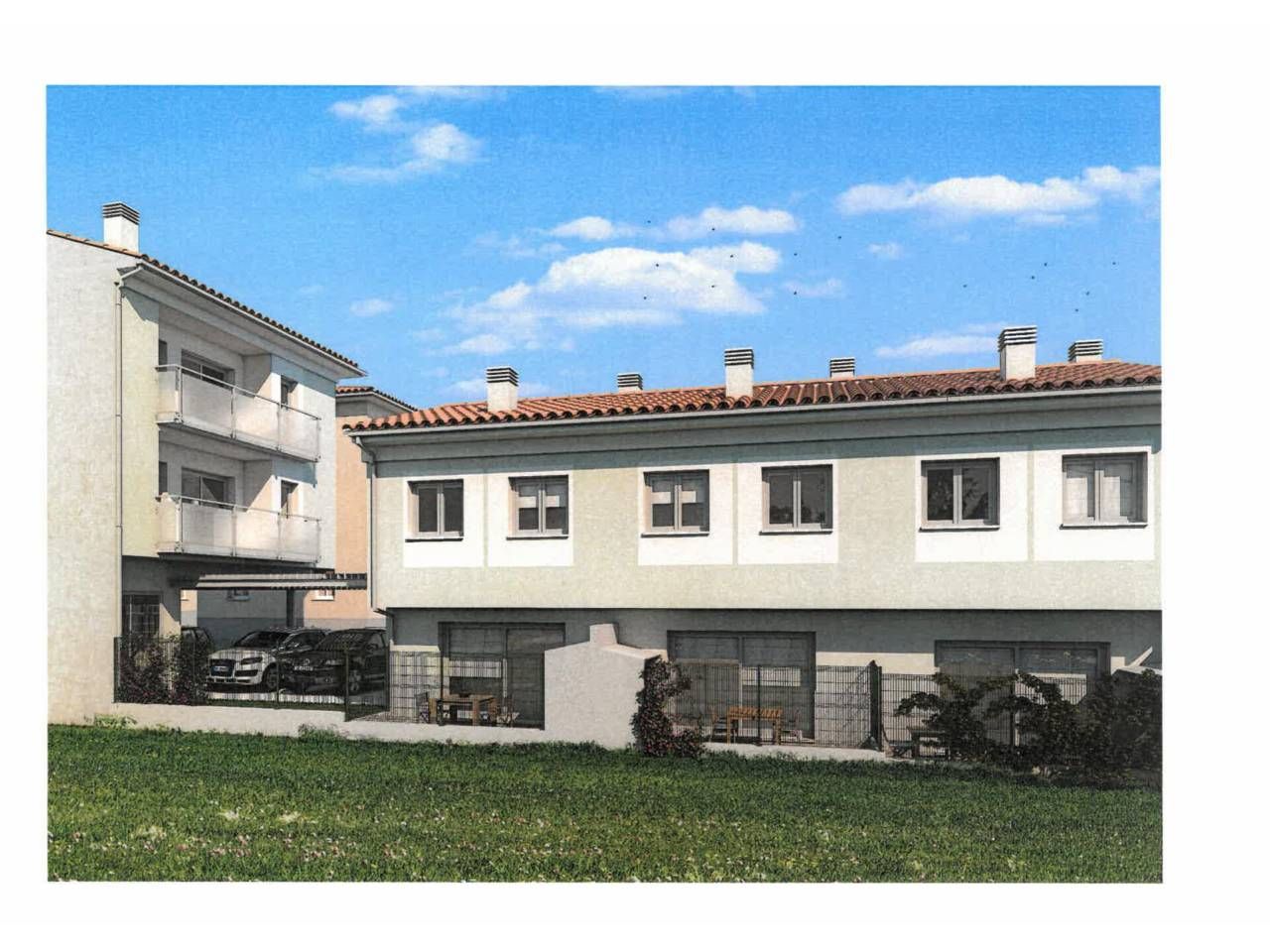 Vista exterior de Casa adosada en venda en Olot amb Aire condicionat, Calefacció i Jardí privat
