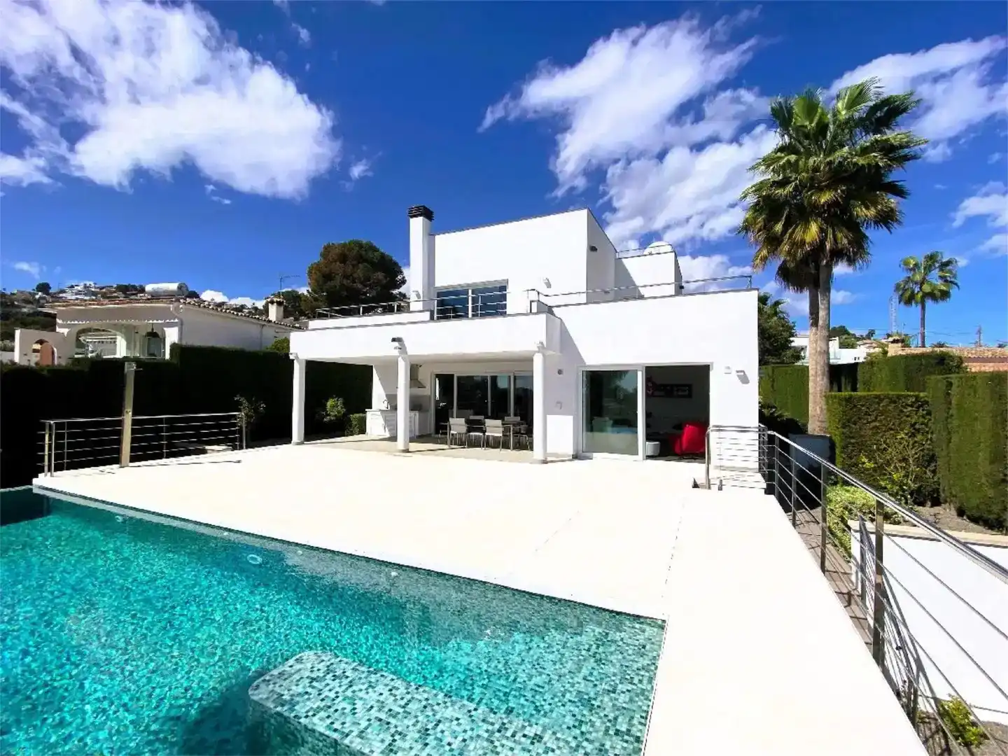 Vista exterior de Casa o xalet en venda en Moraira amb Aire condicionat, Piscina i Balcó