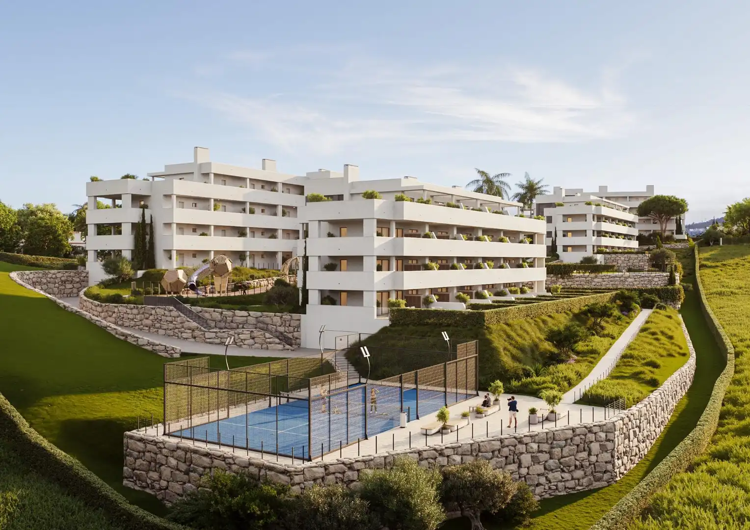 Vista exterior de Pis en venda en Manilva amb Aire condicionat, Terrassa i Piscina comunitària
