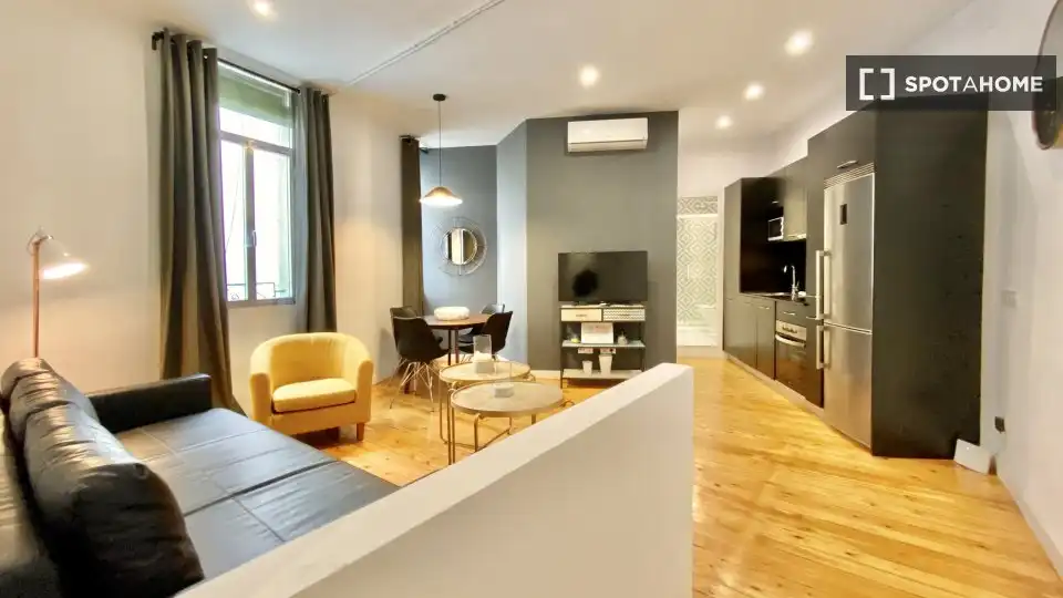 Sala d'estar de Apartament per a compartir en Madrid amb Aire condicionat, Terrassa i Moblat