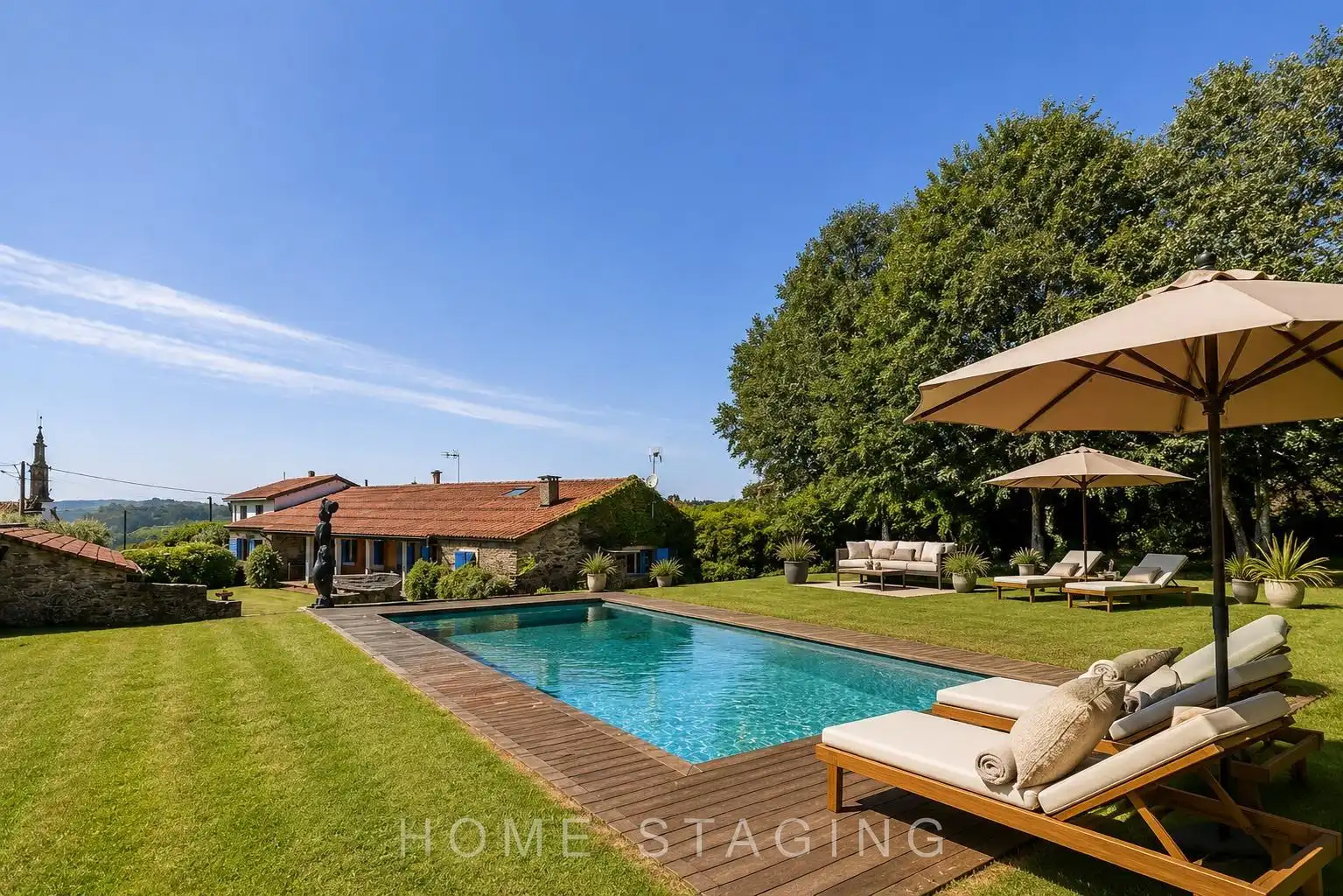 Piscina de Casa o chalet en venta en O Pino  con Calefacción, Jardín privado y Terraza