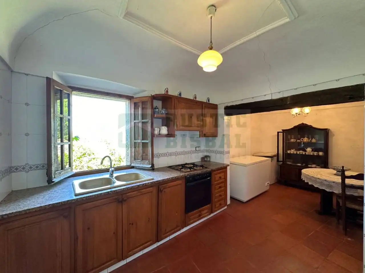 Cocina de Finca rústica en venta en Serinyà con Jardín privado, Terraza y Piscina