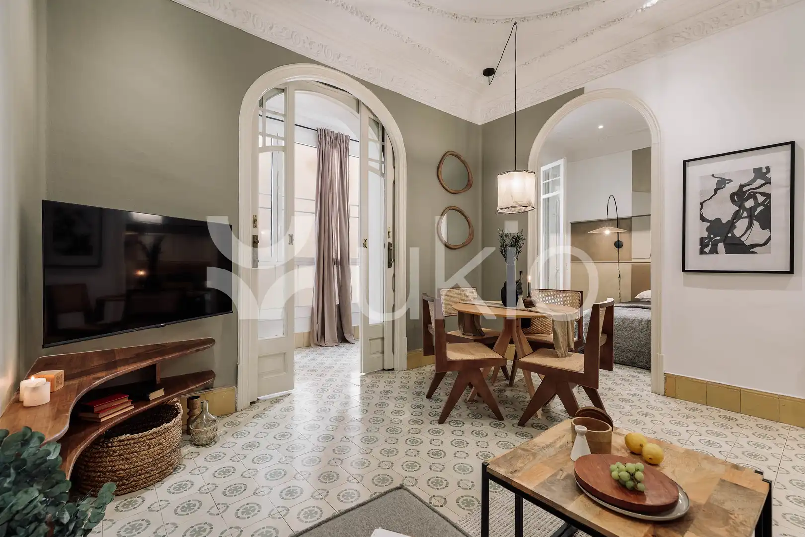 Sala de estar de Apartamento de alquiler en Barcelona con Aire acondicionado, Calefacción y Amueblado